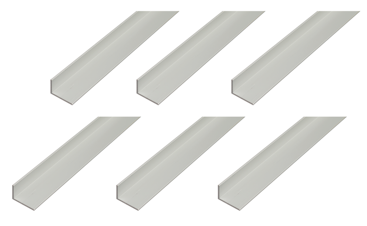 Sechs Aluminium Winkelprofile als Metallprofil für den Heimwerkerbedarf