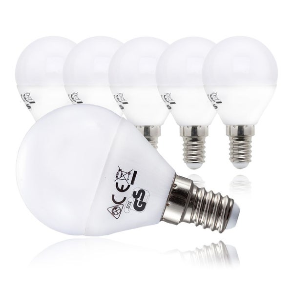 LED Glühbirne E14 5er Set - 4,9W, 470lm, 3000K warmweiß, weiß