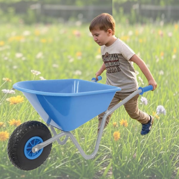Kinderschubkarre Matrix 20L 40kg | blau Kunststoffmulde & Vollgummirad | für Kinder ab 3 Jahren