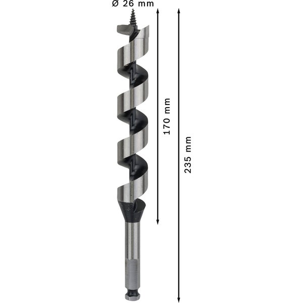 Holzbohrer mit 26 mm Durchmesser und 235 mm Länge