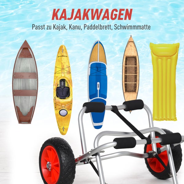 HOMCOM  Kanuwagen, Kajakwagen, 68 x 44,5 x 40 cm, Aluminium, Silber
