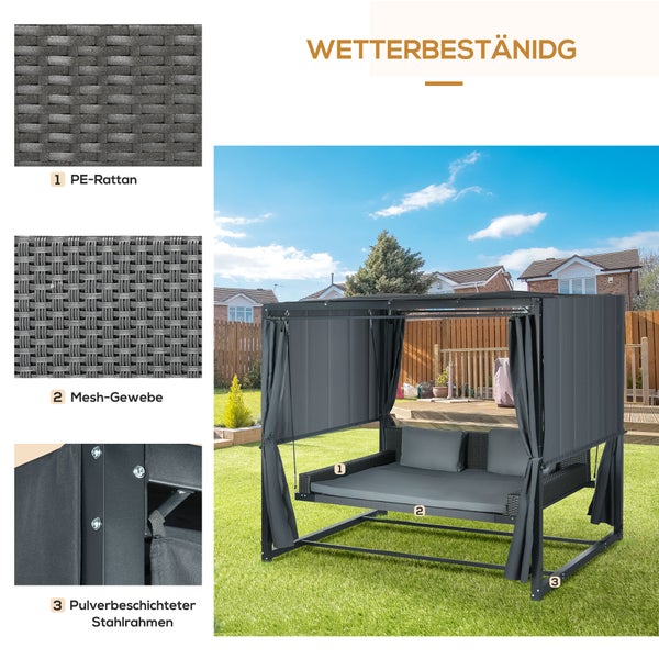 Outsunny Hollywoodschaukel mit Pergola, Gartenschaukel inkl. Kissen, wetterbeständiges, 235 x 180 x 210 cm, Dunkelgrau