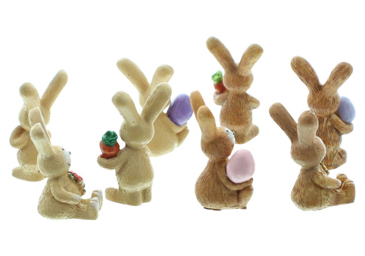 FRANK FLECHTWAREN | Figur Hasenbande, klein, 8er Set, POLYRESIN, H: 4-5 cm