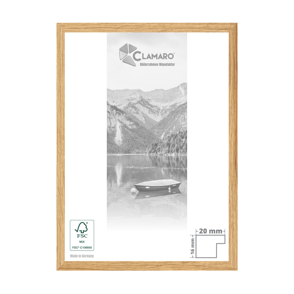 Bilderrahmen Eiche Catania 20mm  Holz eckig Collage20 24x17 cm