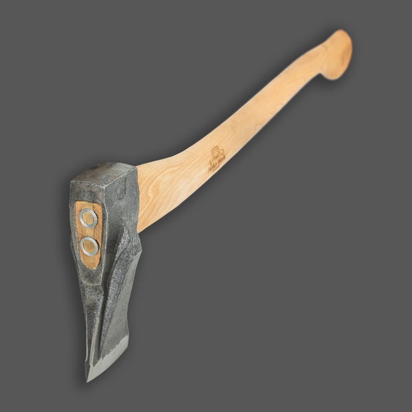 Spaltaxt mit Metallkopf und langem Stiel aus Holz inklusive Helko Werk Logo