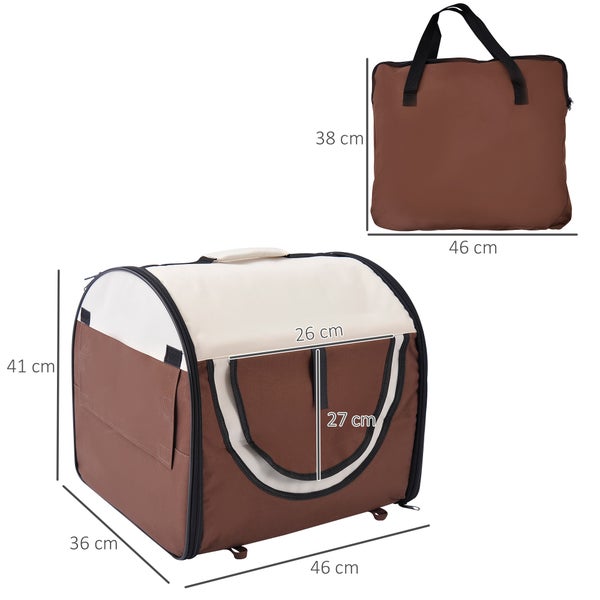 PawHut Tragebox, 46L x 36B x 41H cm, Oxfordstoff mit PVC-Beschichtung, Stahl, Kaffee