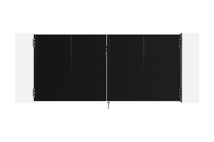 Stahlflügeltor 3,5 m NALI H.160 cm Mattschwarz - rostfrei & einbruchsicher, inkl. Schloss & Schlüssel, einfache Montage