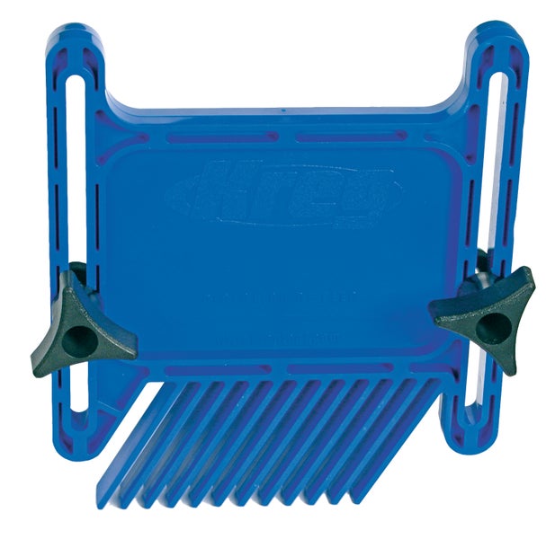 Kreg True-Flex Druckkamm aus blauem Kunststoff mit zwei schwarzen Feststellknöpfen für die sichere Führung von Werkstücken.