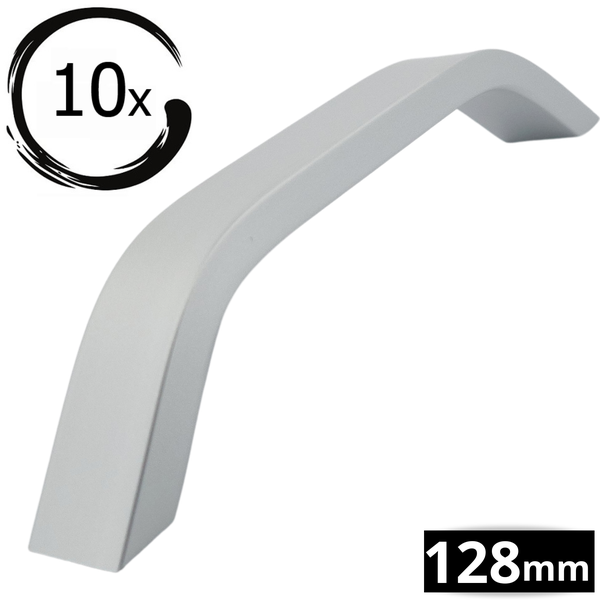 Zehn Möbelgriffe aus Metall, Länge 128 mm