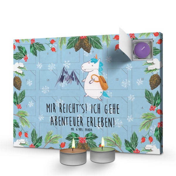 Mr. & Mrs. Panda Duftkerzen Adventskalender Einhorn Bergsteiger - Blau Pastell