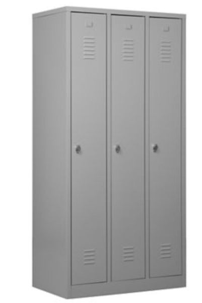 PROREGAL Garderobenspind Camel 3-Fächer HxBxT 180 x 90 x 50 cm Vorhängeschloss Grau