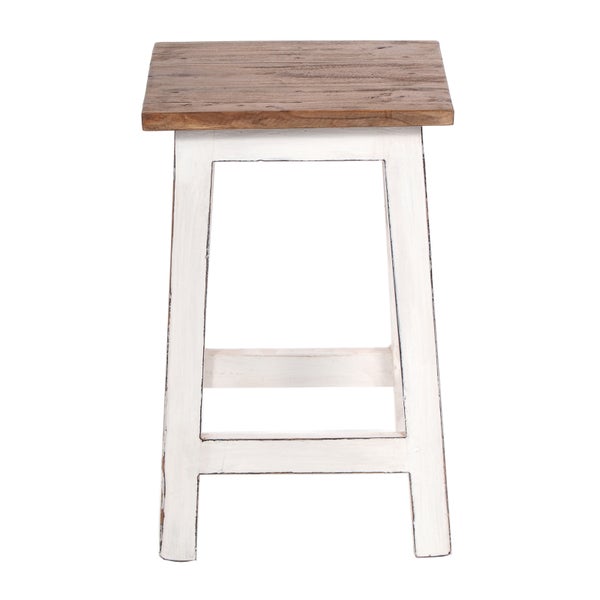 Hocker MADERO<br /> Recyclingholz 06 weiß-landhaus