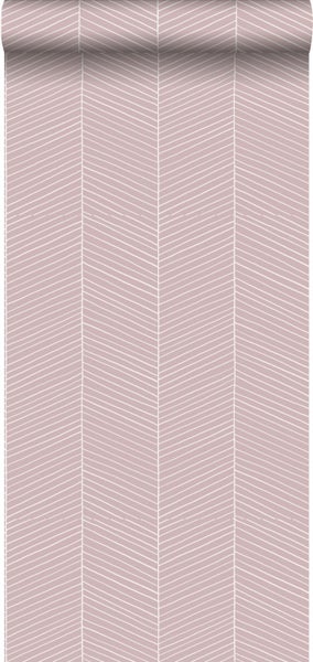 Walls4You Tapete Fischgrätmuster Rosa - 53 cm x 10.05 m - 935322