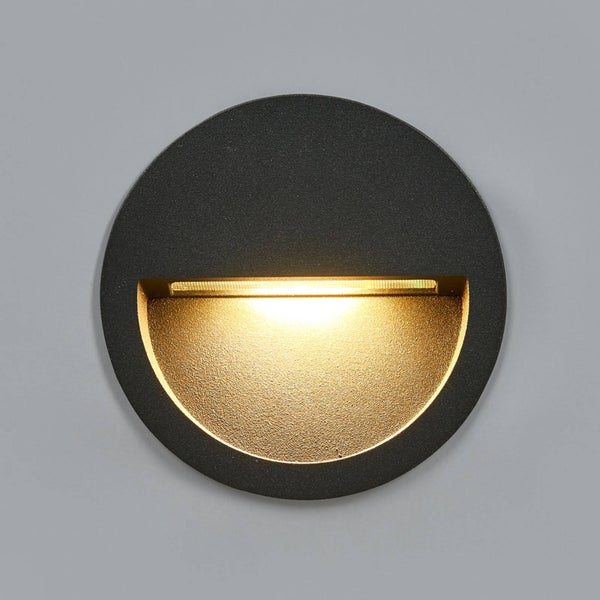 Lucande LED Wandeinbaulampe aussen rund, spritzwassergeschützt IP54 Außenleuchte Treppenbeleuchtung 1 x 3W