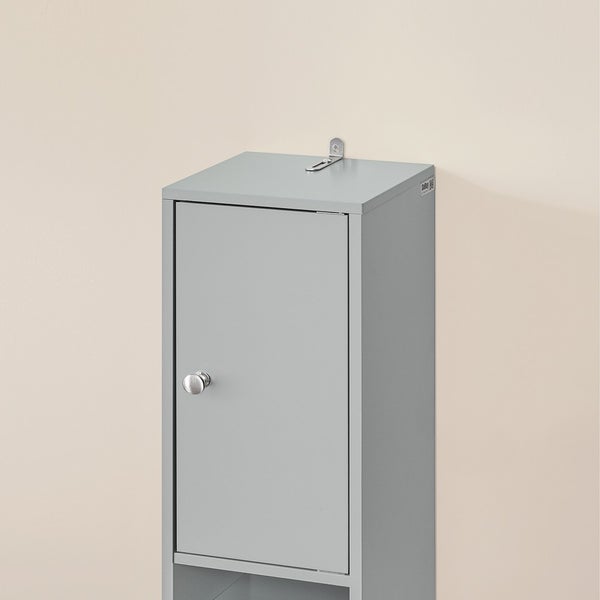 Grauer Bad-Hängeschrank mit Tür und Metallgriff