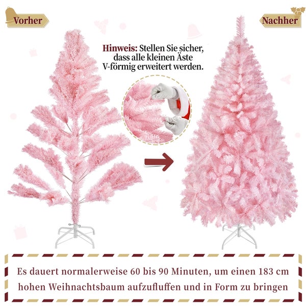 Yaheetech 183 cm Künstlicher Weihnachtsbaum , Rosa