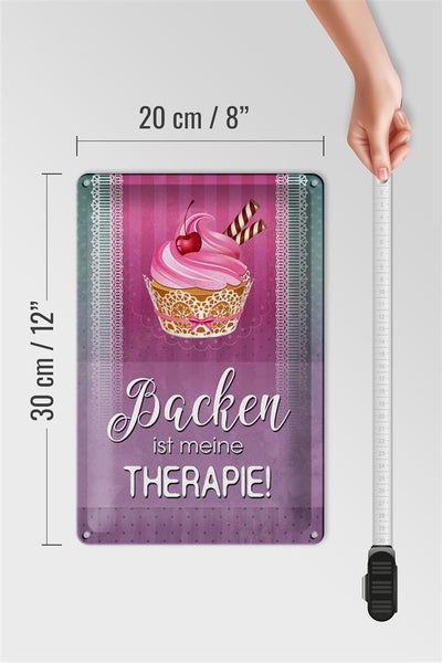 Blechschild Spruch 20x30cm Backen ist meine Therapie
