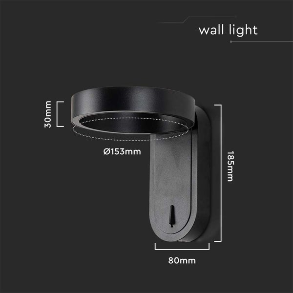 V-TAC VT-1180-B - LED-Wandleuchten - Drehbare Leuchten - IP20 - Schwarzes Gehäuse - 5 Watt - 600