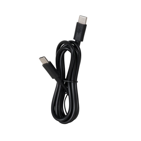 Schwarzes USB-C auf USB-C Kabel, aufgerollt.