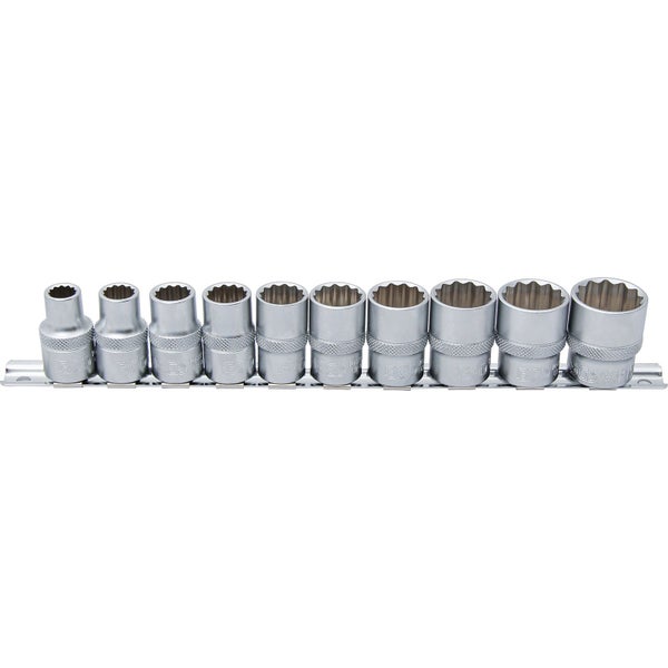 BGS Steckschlüssel-Einsatz-Satz Zwölfkant Antrieb Innenvierkant 12,5 mm (1/2) Zollgrößen 10tlg. - 9114
