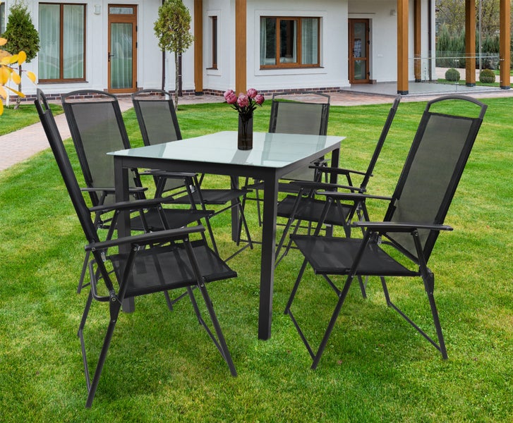 7-tlg Sitzgruppe Gartenmöbel Tisch Stühle Set 140M