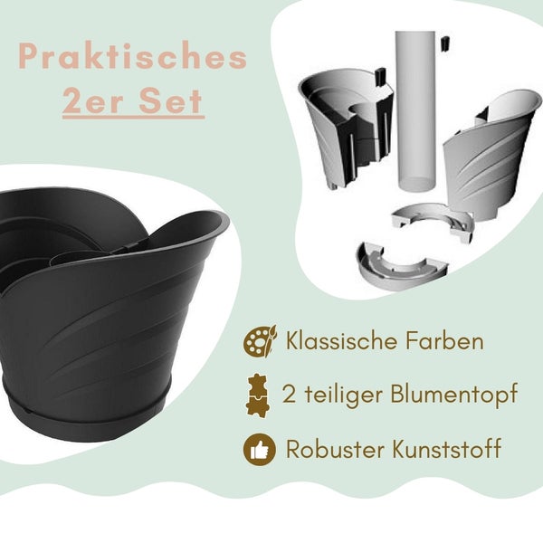 Zweiteiliges Blumenkasten Set aus robustem Kunststoff