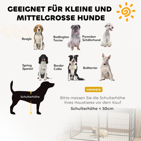 PawHut 2er-Set Erweiterung 2 Hundezaun-Paneele für Freigehege, 80 x 80 cm Welpenzaun aus Stahl, für kleine und mittlere Hunde Schwarz