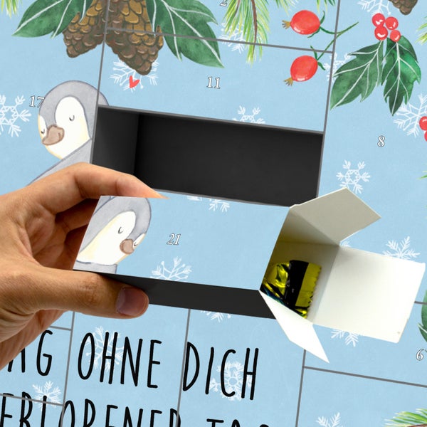Mr. & Mrs. Panda Befüllbarer Adventskalender Pinguine Kuscheln - Blau Pastell