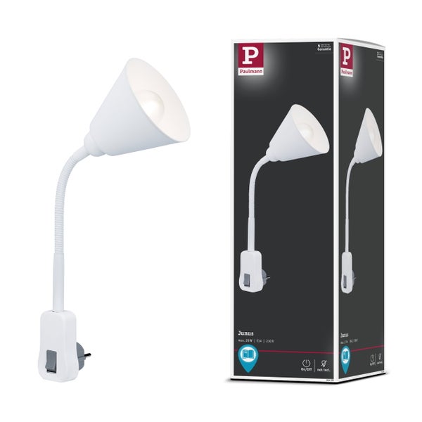 Runder LED-Einbaustrahler in Weiß mit warmweißem Licht.