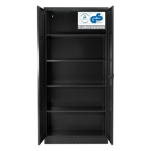 PROREGAL Stahlschrank Bee 4 Fachböden HxBxT 195 x 92 x 42 cm Pulverbeschichtetes Fachbodenmaterial Anthrazit & Anthrazit