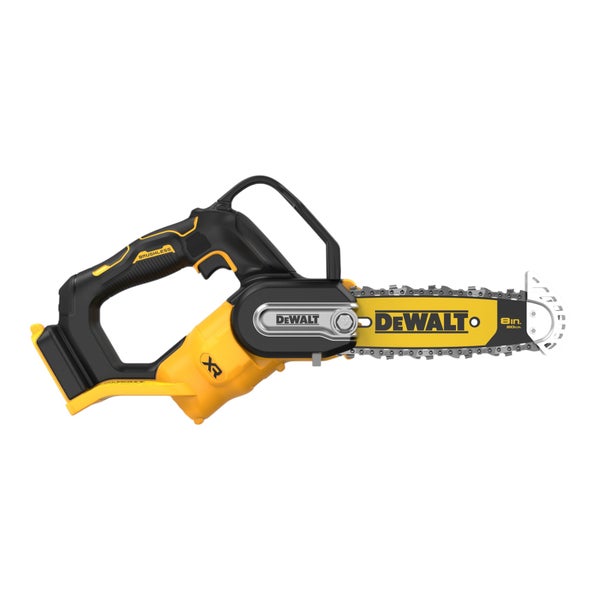 DeWalt Akku-Gehölzschneider mit 20 Zentimeter Schwertlänge und bürstenlosem Motor.