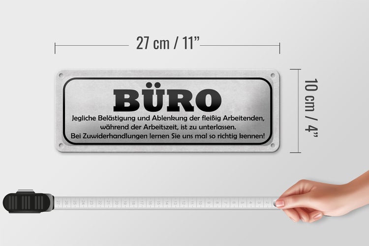 Blechschild Spruch 27x10cm Büro Ablenkung Arbeitszeiten Dekoration