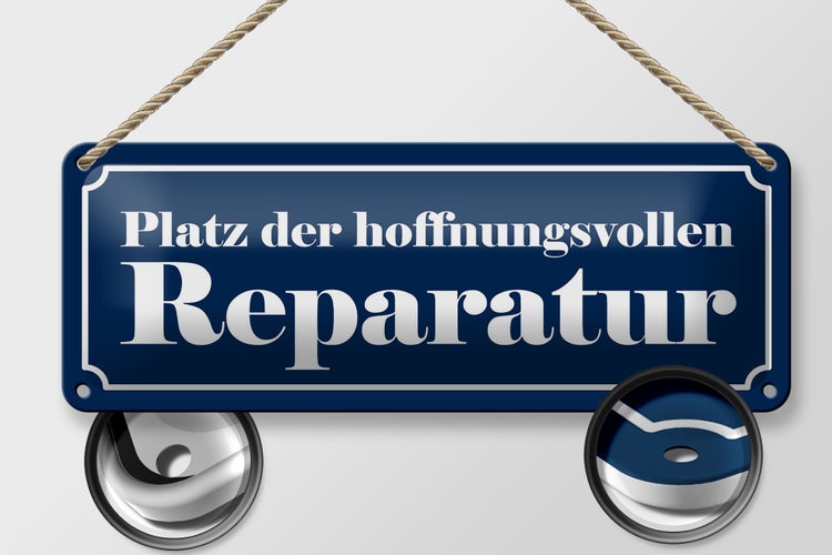 Blechschild Spruch 27x10cm Platz hoffnungsvolle Reparatur Dekoration