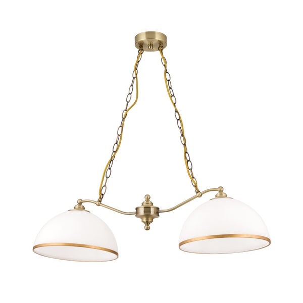 Hängeleuchte Old Style 2-flammig antik Milchglas