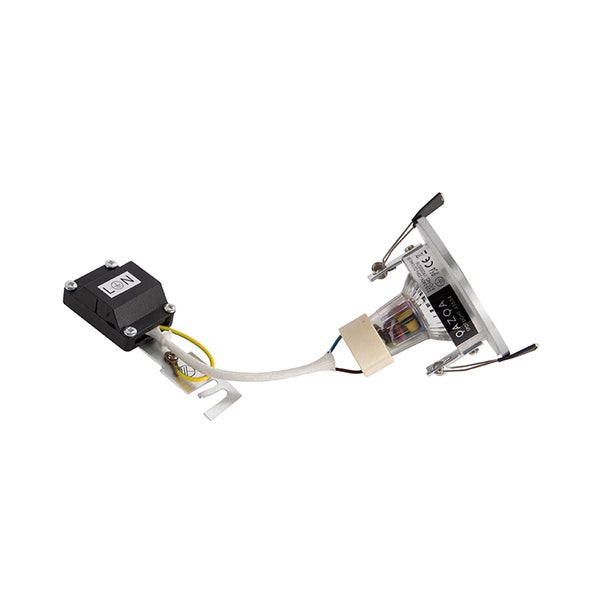 QAZQA Einbaustrahler mit Anschlussdose, weißem Kabel und Leuchtmittel aus Metall.