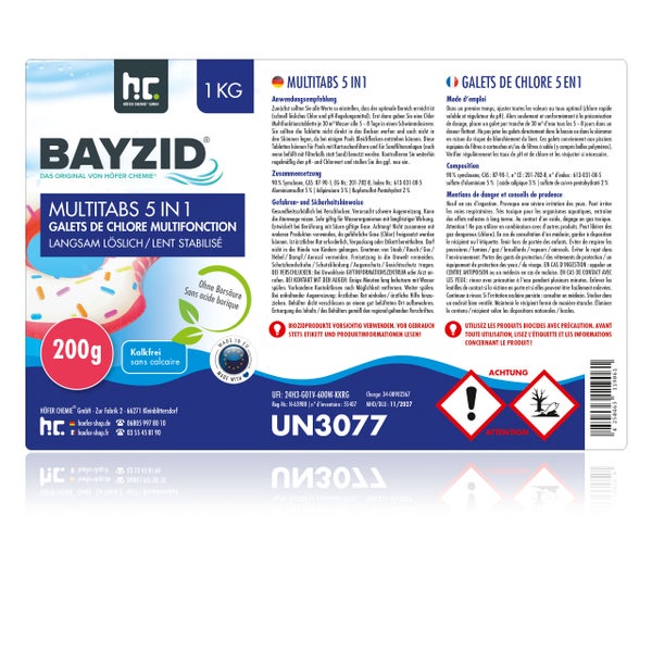 Palette mit Kartons der Firma Höfer Chemie GmbH und eine Flasche Bayzid pH Flüssig