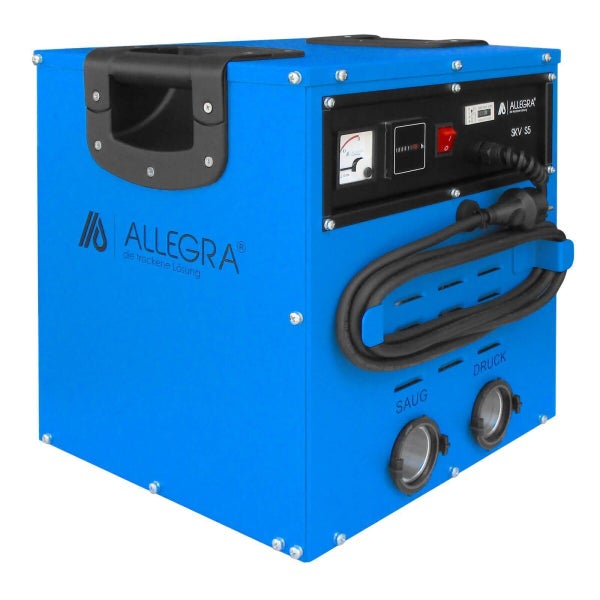 Allegra SKV S5 Trocknungsanlage mit Bedienelementen, Tragegriff und Schlauchhalterung