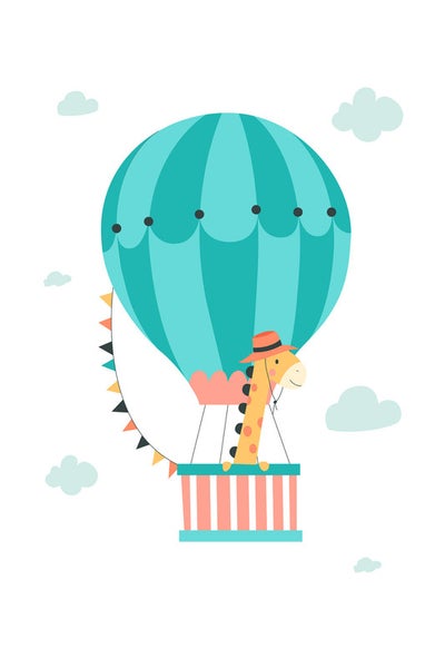 Illustration eines Heißluftballons mit Giraffe