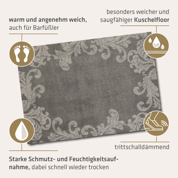 Akzente Feel Badematte mit Motiv in Grau Fußmatte 70 x 100 cm, rutschfest, saugfähig