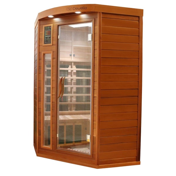 Dewello® Infrarotkabine Infrarotsauna LAKEFIELD PRO Zeder 140cm x 140cm inkl. 4 Duo-Strahler, 2 Vollspektrumstrahler, 2 Karbonstrahler