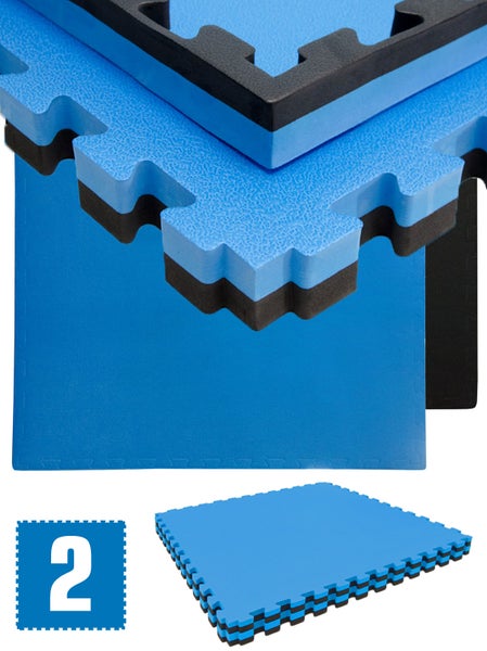 1.6qm Kampfsportmatte 4cm - 2 Judo Matten für Zuhause 90x90cm Blau Schwarz