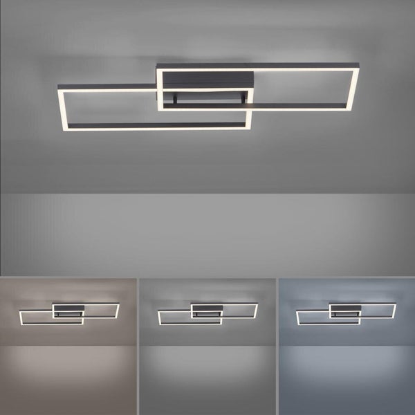LED Deckenleuchte Iven in Schwarz und Weiß 2x 13,5W 2400lm 325x305mm