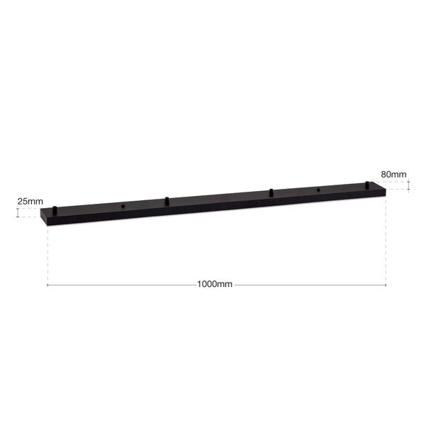 Schwarze Lampenaufhängung mit den Maßen 1000 mm x 80 mm x 25 mm