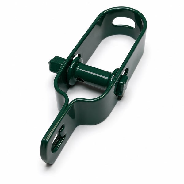 Drahtspanner aus Metall für Zäune, grün beschichtet.