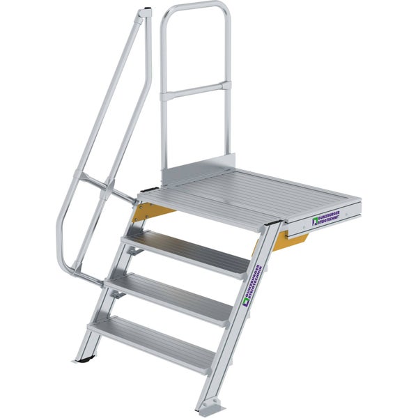 Günzburger Steigtechnik Treppe mit Plattform 60° Stufenbreite 1.000 mm 4 Stufen Aluminium geriffelt - 600404