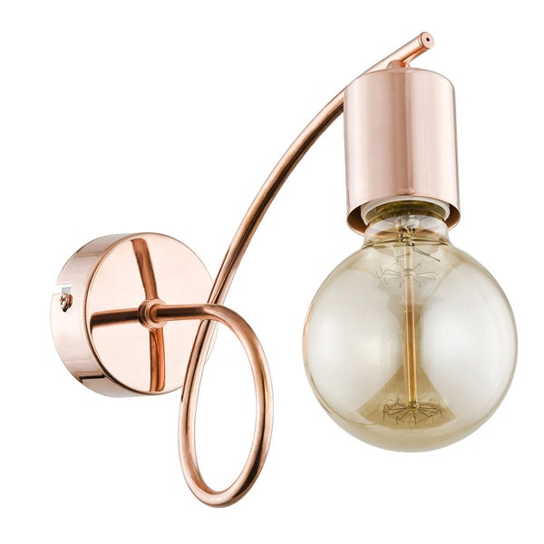 Wandleuchte aus Metall mit dekorativem Ring und Glühbirne im Retro Design