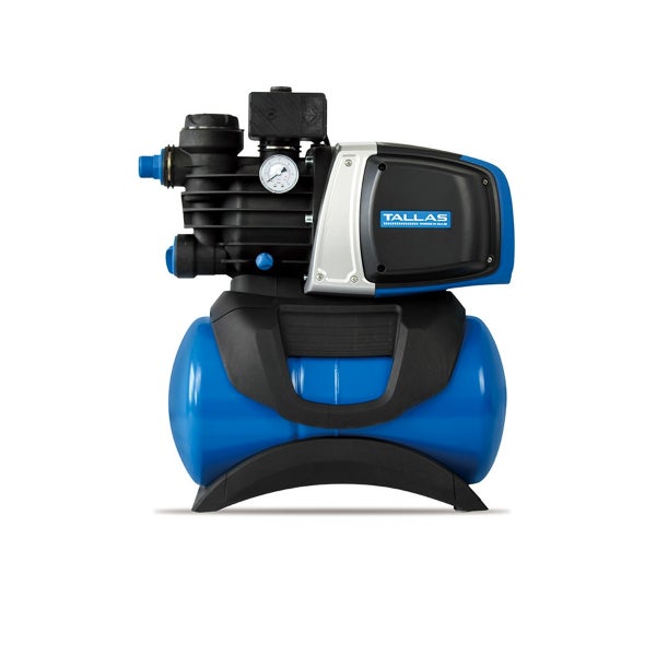 Tallas D-BOOST 850 Hauswasserwerk - 3.180 L/Std. - 850W - Förderhöhe 43 m - Automatische Ein- / Ausschaltung - Inkl. Wasserfilter - Gartenpumpe