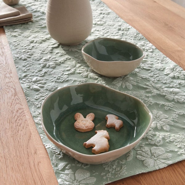 FRANK FLECHTWAREN|Schüssel Organic, 2er Set, 15 x 13 x 6 cm, 21 x 19 x 5 cm, PORZELLAN