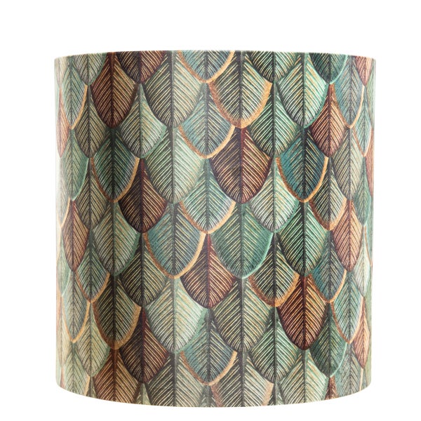 Samtlampenschirm mit Blattdesign und goldener Innenseite 40/40/40