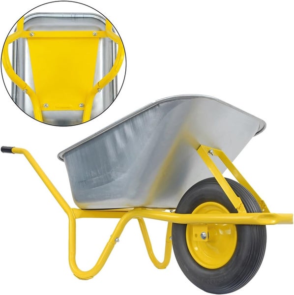 Schubkarre Matrix Profi 100L Stahlmulde 250kg Tragkraft mit Bodenblech & pannensicherem PU-Rad – Bauschubkarre für Garten & Bau